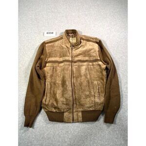 Vintage Oakton Jacket Mens XL Brown Acrylic Lined Back Knit Full Zip Winter Wear